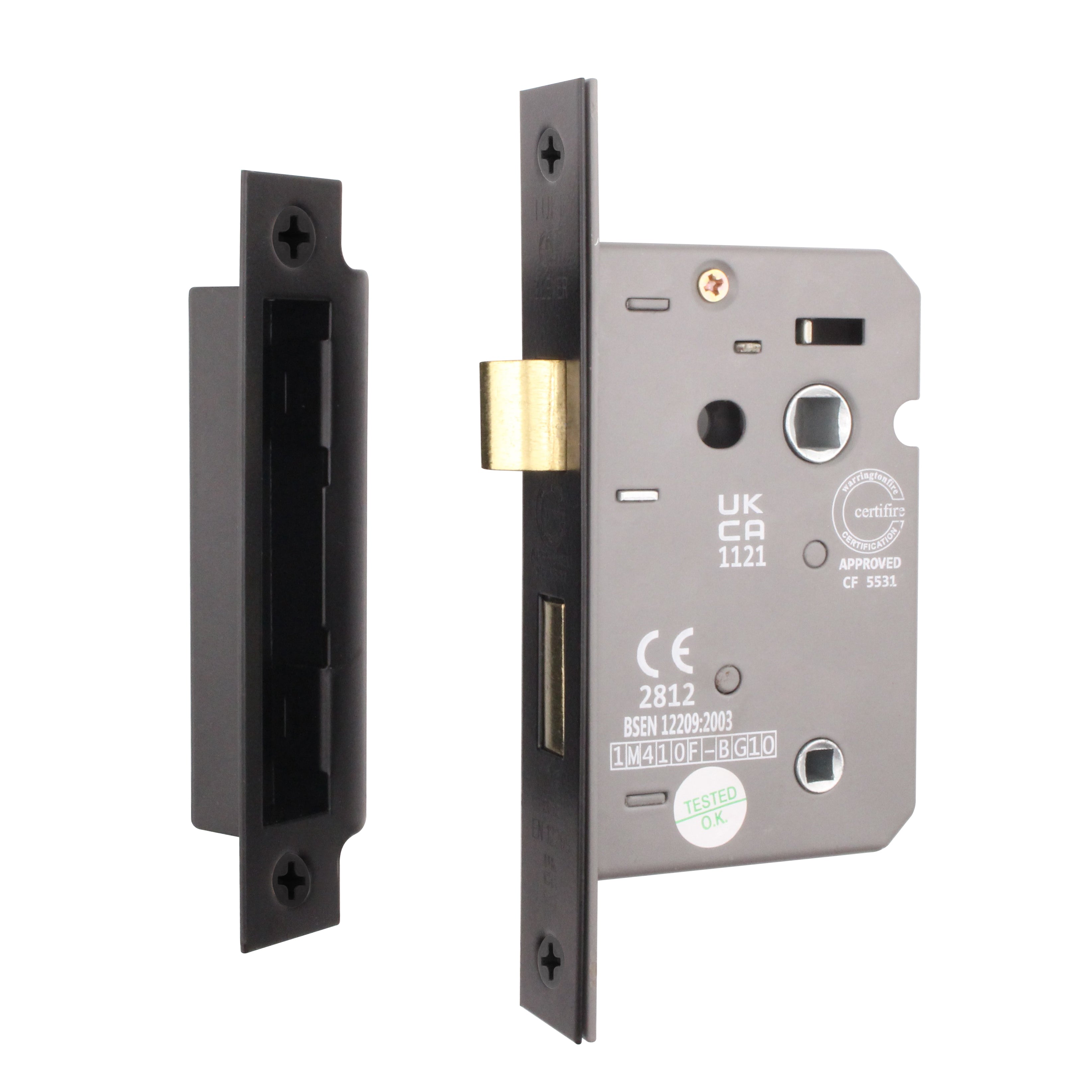 Mortice Fire Rated Bathroom Lock - 64mm Case Size - 44mm Backset
