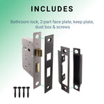 Mortice Fire Rated Bathroom Lock - 64mm Case Size - 44mm Backset - Black - tradefit - 5