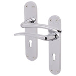 Chrome Lever on Backplate 5 Lever Lock Kit / Pack Zeno Design - 66mm Lock - 76mm Hinges - Polished Chrome - tradefit - 2