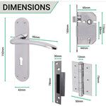 Chrome Lever on Backplate 5 Lever Lock Kit / Pack Zeno Design - 66mm Lock - 76mm Hinges - Polished Chrome - tradefit - 4