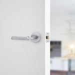 Mode - Grip Satin Chrome Lever on Rose Fire Door Handle Pack - Latch - FD30/60 - tradefit - 6