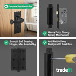 Black Iron Lever Door Handles on Backplate Traditional Canterbury Pattern Bathroom Pack - 155x52mm - 64mm Bathroom Lock x 76mm Hinge - Black Antique Iron - tradefit - 5