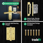 Olbia Brass Plated Lever on Backplate Door Handle Pack – 64mm Bathroom Lock - tradefit - 5