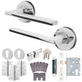 Euroda Polished Chrome Lever on Rose Fire Door Handle Pack - Euro Lock & Thumbturn Cylinder - FD30/60