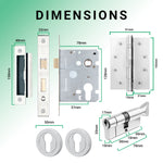 Euroda - Plus Polished Chrome Lever on Rose Fire Door Handle Pack - Euro Lock & Thumbturn Cylinder - FD30/60 - tradefit - 5