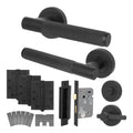 Dumont Matt Black Lever on Rose Door Handle Kit - Medium Duty FD30/60 - 80mm Bathroom Lock