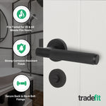 Dumont Matt Black Lever on Rose Door Handle Kit - Medium Duty FD30/60 - 80mm Bathroom Lock - tradefit - 2