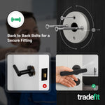 Dumont Matt Black Lever on Rose Door Handle Kit - Medium Duty FD30/60 - 80mm Bathroom Lock - tradefit - 3