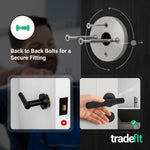 Dumont Matt Black Lever on Rose Door Handle Kit - 64mm Bathroom Lock - tradefit - 3