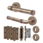 Santana Antique Brass Lever on Rose Door Handle Kit - Sashlock - tradefit - 1