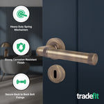 Santana Antique Brass Lever on Rose Door Handle Kit - Sashlock - tradefit - 2