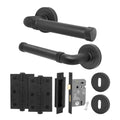 Santana Matt Black Lever on Rose Door Handle Kit - Sashlock