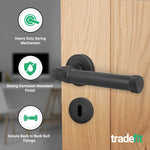 Santana Matt Black Lever on Rose Door Handle Kit - Sashlock - tradefit - 2