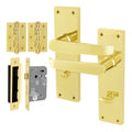 Straight Pattern Polished Brass Door Handle Pack - 80mm Bathroom Lock