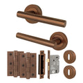 Olbia Bronze Lever on Rose Door Handle Pack - 64mm Sashlock