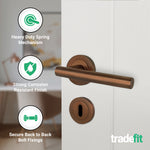 Olbia Bronze Lever on Rose Door Handle Pack - 64mm Sashlock - tradefit - 4