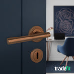 Olbia Bronze Lever on Rose Door Handle Pack - 64mm Sashlock - tradefit - 6