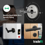 Aurora Matt Black Lever on Rose Door Handle Kit - Medium Duty FD30/60 - 80mm Sashlock - tradefit - 3