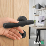Aurora Matt Black Lever on Rose Door Handle Kit - Sashlock - tradefit - 6