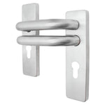 Round Bar 19mm Safety Return To Door Lever Euro Lock 48.5mm c/c Pack - 175x44mm - 76mm Lock x 102mm Hinges - Satin Stainless - tradefit - 2