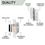Round Bar 19mm Safety Return To Door Lever Euro Lock 48.5mm c/c Pack - 175x44mm - 76mm Lock x 102mm Hinges - Satin Stainless - tradefit - 5