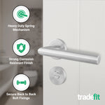 Mitre Lever on Rose Stainless Steel Door Handle Kit - Medium Duty - 80mm Bathroom Lock - tradefit - 4