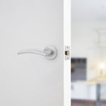 Euroda - Plus Satin Chrome Lever on Rose Door Handle Pack - Latch - tradefit - 6