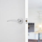 Euroda - Plus Satin Chrome Lever on Rose Fire Door Handle Pack - Latch - FD30/60 - tradefit - 6