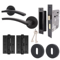 Euroda-Plus Black Lever on Rose Door Handle Pack - 3 Lever Lock