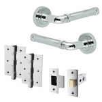 Santana Polished Chrome Lever on Rose Door Handle Kit - 64mm Latch - tradefit - 1