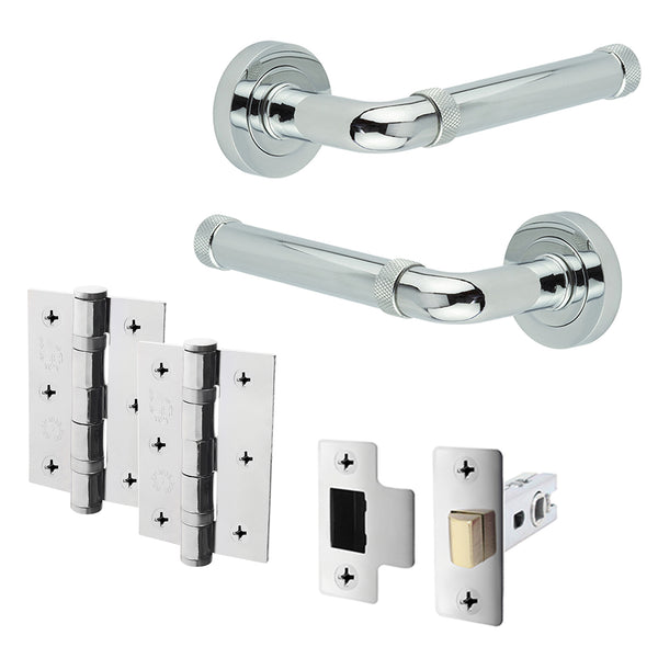 Santana Polished Chrome Lever on Rose Door Handle Kit - 64mm Latch - tradefit - Featured Image