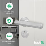 Moreno Satin Nickel Lever on Rose Door Handle Kit - Medium Duty FD30/60 - 80mm Euro Sashlock and Double Cylinder - Keyed to Differ - tradefit - 2