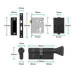 Bosa Matt Black Lever on Backplate Door Handle Kit - 80mm Euro Sashlock and Double Cylinder - Keyed to Differ - tradefit - 3