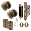 Victorian Antique Brass Mortice Door Knob Kit - 80mm Sashlock