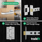 Return to Door Lever on Rose Aluminium Door Handle Kit - Medium Duty - 64mm Latch - 5