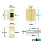 Dumont Satin Brass Lever on Rose Door Handle Kit - Medium Duty FD30/60 - 76mm Latch - tradefit - 5