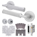 Mode-Grip Satin Chrome Lever on Rose Fire Door Handle Pack - Bathroom - FD30/60