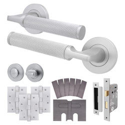 Mode - Grip Satin Chrome Lever on Rose Fire Door Handle Pack - Bathroom - FD30/60 - tradefit