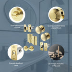 Victorian Polished Brass Mortice Door Knob Kit - 76mm Bathroom Deadbolt & 76mm Hinges - tradefit - 4