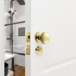 Victorian Polished Brass Mortice Door Knob Kit - 76mm Bathroom Deadbolt & 76mm Hinges - tradefit - 5