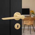 Tapera Satin Brass Lever on Rose Door Handle Kit - Sashlock - tradefit - 6