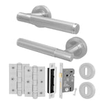 Aurora Satin Nickel Lever on Rose Door Handle Kit - Sashlock - 1