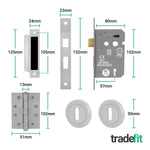 Dumont Satin Nickel Lever on Rose Door Handle Kit - Medium Duty FD30/60 - 80mm Sashlock - tradefit - 5