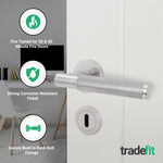 Dumont Satin Nickel Lever on Rose Door Handle Kit - Medium Duty FD30/60 - 80mm Sashlock - tradefit - 2