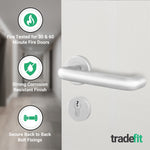 Return to Door Lever on Rose Satin Aluminium Handle Kit - Medium Duty FD30/60 - 80mm Euro Lock and Double Cylinder - Master Keyed - tradefit - 5