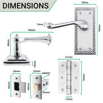 Georgian Rope Edge Scroll Polished Chrome Door Handle Pack - 64mm Latch - tradefit - 3