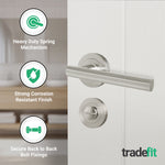 Olbia Satin Nickel Lever on Rose Door Handle Pack - 80mm Bathroom Lock - tradefit - 4