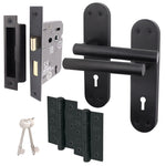 Olbia Matt Black Lever Door Handle Pack – 80mm Sashlock - tradefit - 1