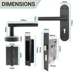 Olbia Matt Black Lever Door Handle Pack – 80mm Sashlock - tradefit - 3