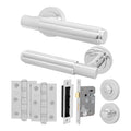 Flores Polished Chrome Lever on Rose Door Handle Kit - 64mm Bathroom Lock